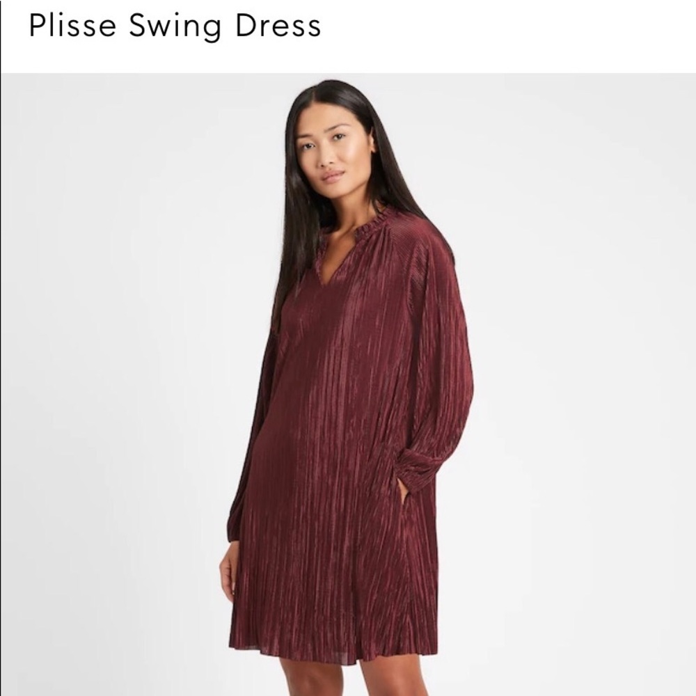 Plisse Swing Dress (red brick color)